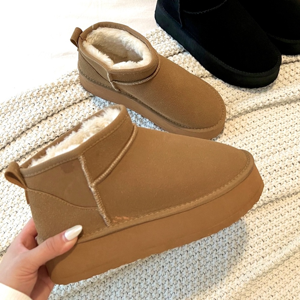 VIRAL PLATFORM CUT BOOTIES TAN